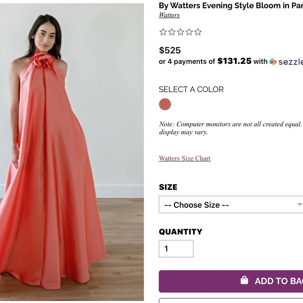 Watters Elegant Coral Maxi Dress